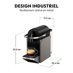 Machine à Café Pixie Titane, 19 Bars + Kit de Bienvenue, Design Compact, Expresso et Lungo, Arrêt Automatique, YY5290FD