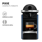Machine à Café Pixie Bleu, 19 Bars + Kit de Bienvenue, Design Compact, Expresso et Lungo, Arrêt Automatique, EN127.BL