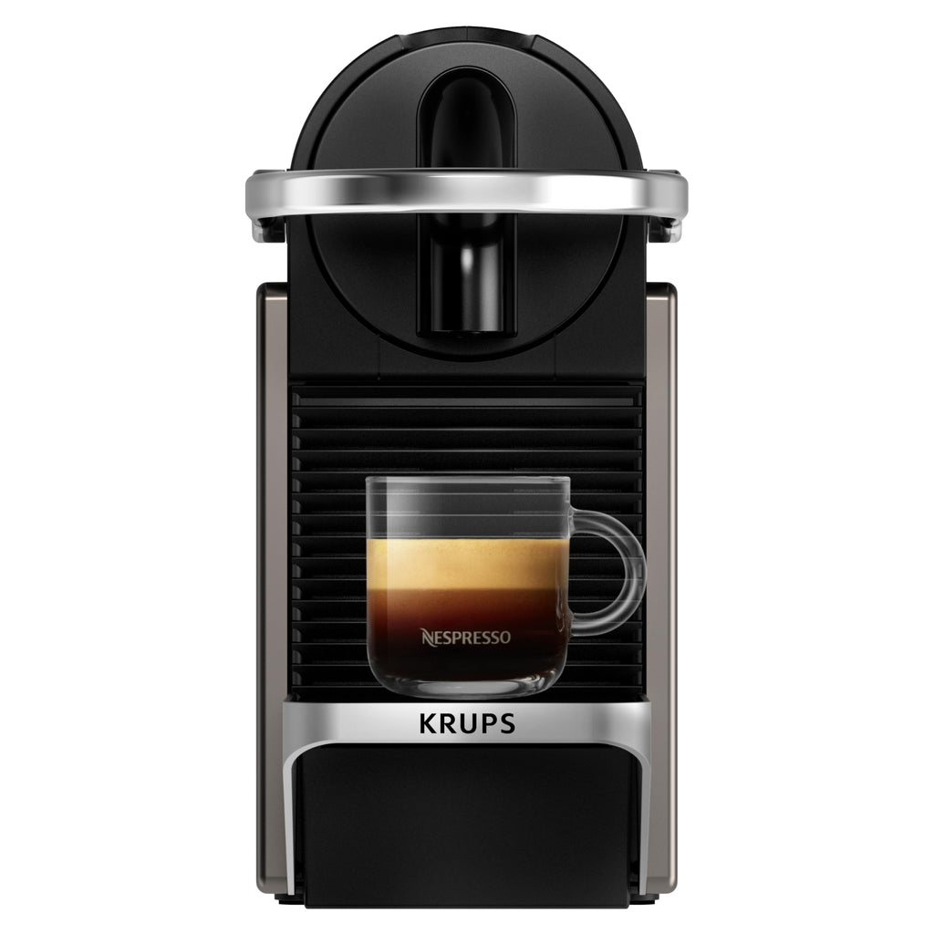 Machine à Café Pixie Titane, 19 Bars + Kit de Bienvenue, Design Compact, Expresso et Lungo, Arrêt Automatique, YY5290FD