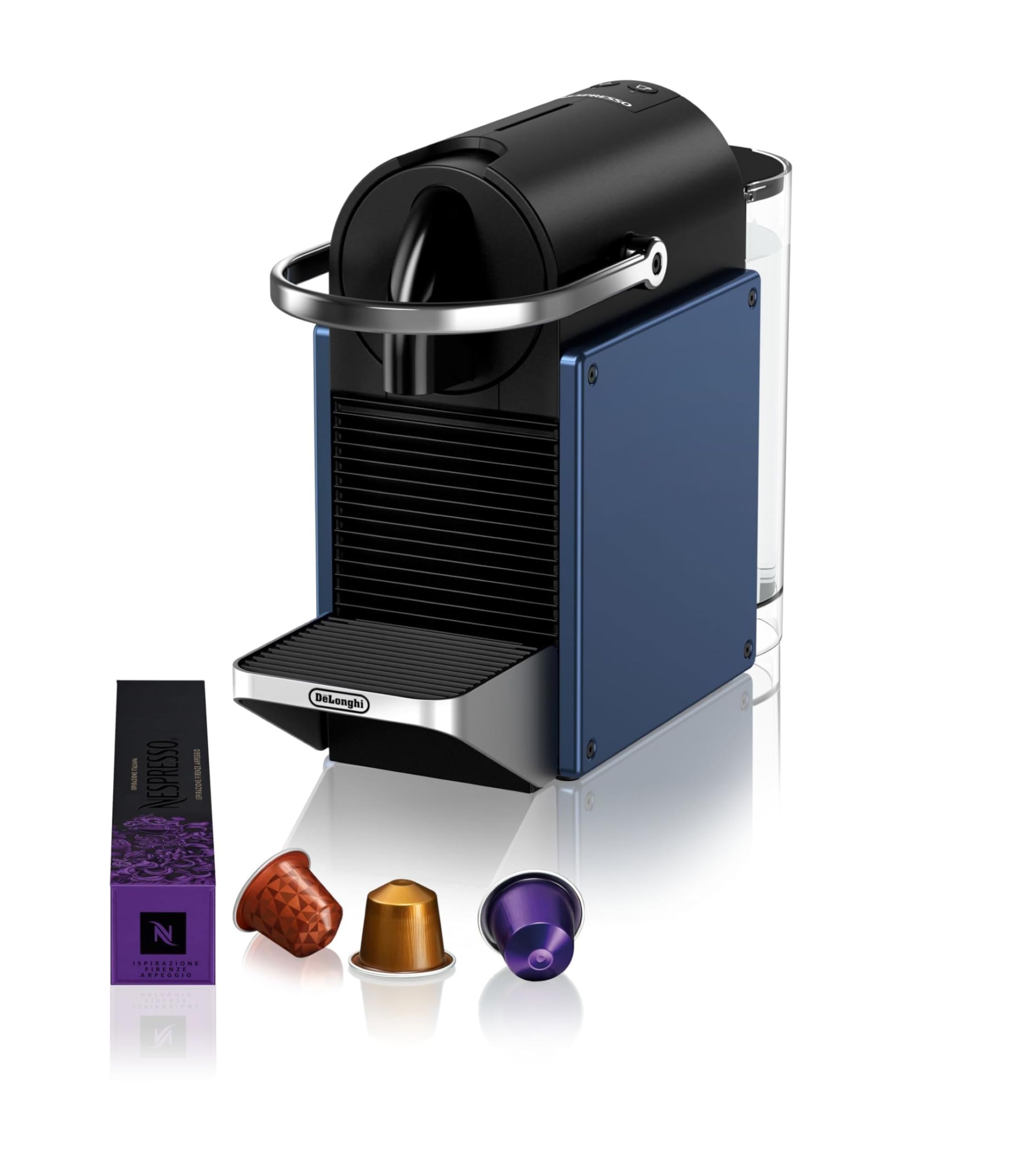 Machine à Café Pixie Bleu, 19 Bars + Kit de Bienvenue, Design Compact, Expresso et Lungo, Arrêt Automatique, EN127.BL